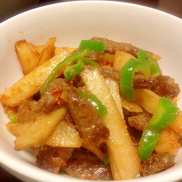 ピリ辛牛肉とじゃがいものシャキシャキ炒め